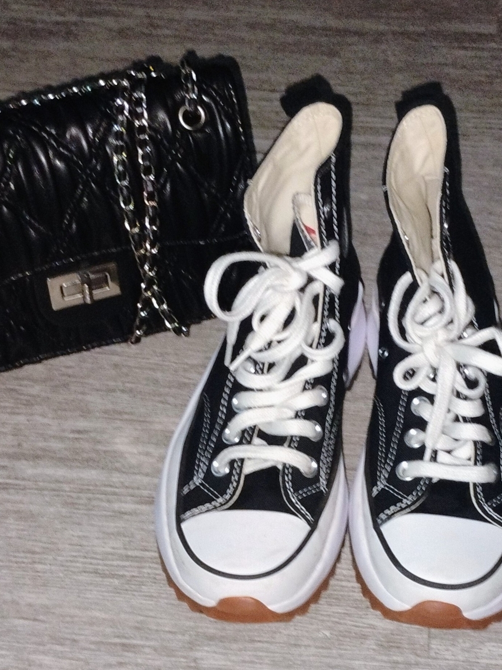 Converse Black High-Top Platform Sneakers with White Accents